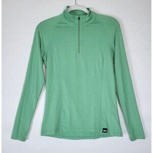 REI Co-Op Womens 1/4 Zip Pullover Base Layer Green Size Small Lightweight